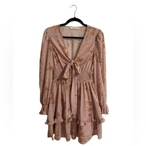 Chic Floral Tie-Front Mini Dress